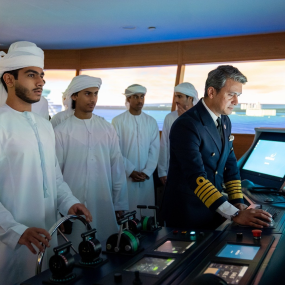 Emirati students gaining hands-on experience aboard a ship alongside the ship’s captain